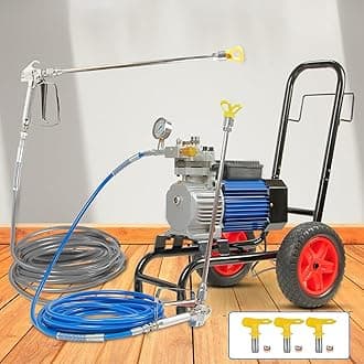 450 Bar High Pressure Airless Paint Sprayer – Heavy Duty 3500W Painting Machine with 2 Spray Guns, 25M Hose for Latex Paints, Varnishes & Glazes