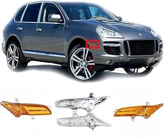 Side Marker Light Cover for 07-10 Porsche Cayenne 9PA1 955 957 Base Sport Turbo GTS S 2007 2008 2009 2010 Turn Signal LED Yellow Left