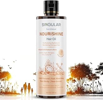 Singular Nourishine Hair Oil for Dry, Frizzy, Low Porosity Hair, Cold Pressed with Argan, Jojoba, Bhringraj & More - 100 ml