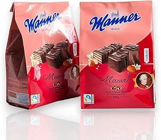 Original Manner Mozart Mignon Wafer - Delicious Austrian Wafer Wafers with Almond- Dark Chocolate Wafers Ideal for Snacking, Sharing, & Gifting - 3 Pack