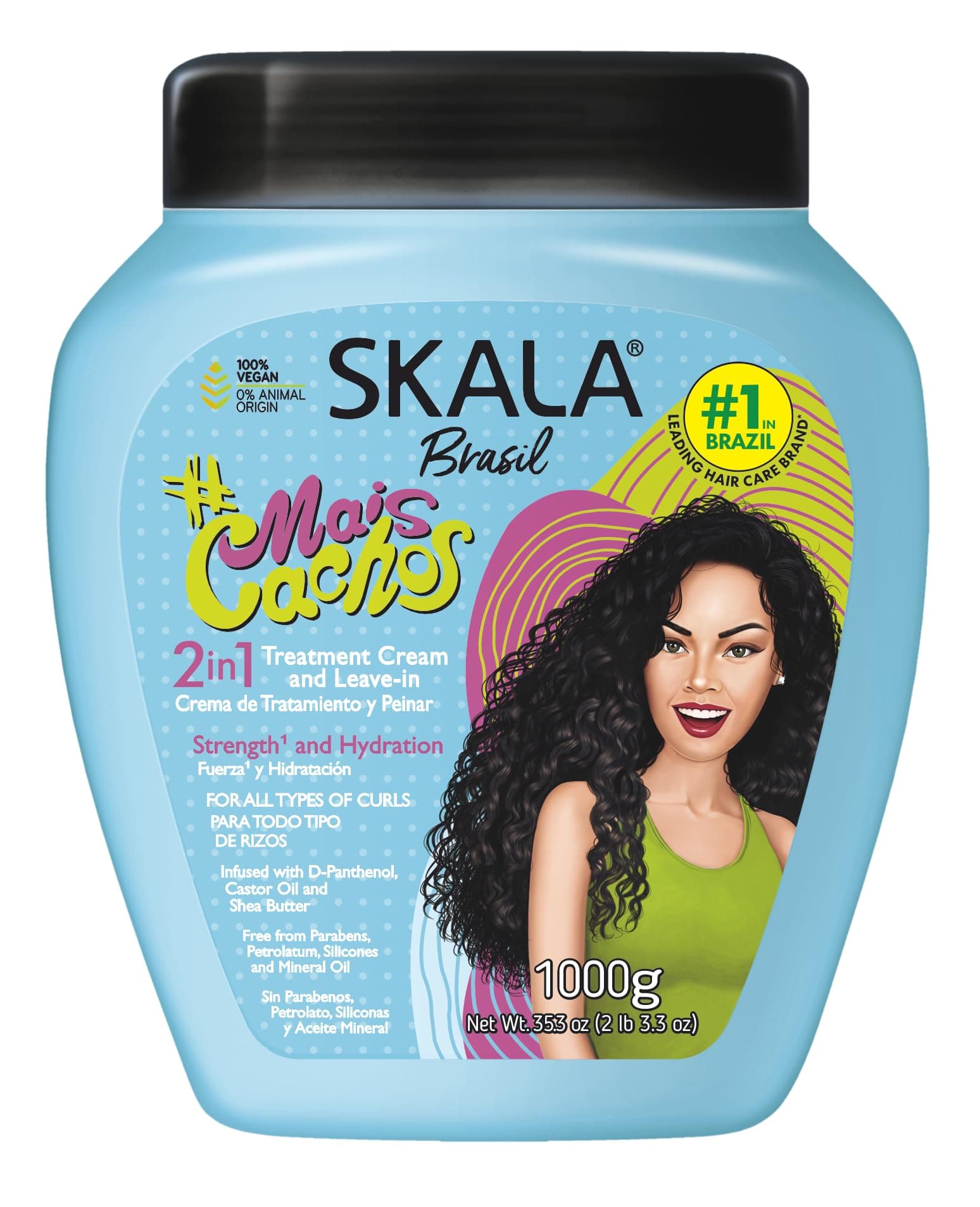 SKALA Corn Cachos for Hair Type 3Abc - 2 in 1 Treatment Balm Cream and Comb Cream 35.2 oz