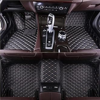 Custom Car Floor Mats Compatible with Mercedes-Benz A B C E G CL CLA CLK CLS ML EQA EQB EQC EQE EQS EQV GLA GLB GLC GLK GLS SLK SL SLC S R AMG GT Waterproof Car Mat (Black&Beige Line)