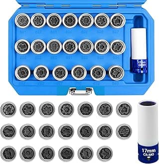 21PCS Wheel Locking Nut Key Kit Compatible with VW VAG Volkswagen, Wheel Lock Nut Socket Adapter Set, Wheel Anti-Theft Lug Nut Removal Tool, Anti-Theft Screw Remover