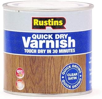 Quick Dry Varnish, Satin Clear, 250 ml -Fast-Drying Water-Based Wood Varnish; Durable Non-Yellowing Finish in Gloss, Satin or Matt for Indoor Use