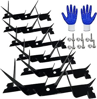 Anti-Climb Fence Spikes 6 Pcs (9.8x1.8x3.4in), Heavy Duty Home & Garden Security, Rust-Proof Outdoor Deterrent for Fences, Walls & Sheds, Easy Installation - Black