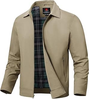 - Mens Lightweight Jackets Light Windbreaker Full Zip Casual Work Jacket Golf Business Fall Track Coat with Pockets