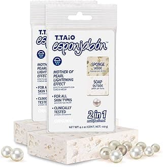 T.Taio Esponjabon Mother of Pearl Soap Sponge - Cleansing Shower Scrubber - Cleaning Bath Wash Scrub - Oil Removal - Massage & Lather Foot, Elbow, & Face - Bathroom Accessories (2-Pack)