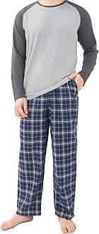 DAVID ARCHYMens Pajamas Set - Soft Pj Sets for Men Long Sleeve Pajamas Men Cotton Mens Pjs Sets Loungewear with Pockets