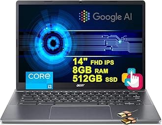 acer Chromebook Plus 514 Google AI Laptop 14" FHD IPS Touchscreen Intel Octa core i3-N305 8GB RAM 512GB SSD Type-C Free Google AI/2TB Loud Storage for 1-Year Grey + HDMI Cable