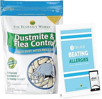 Dust Mite and Flea Control Powder (2lb) - Dust Mites Remover + Flea Killer for Allergy & Asthma Relief - Gentle Formula for Allergies & Cleaning in Home, Carpet, Bed, Pet Bedding, & Furniture