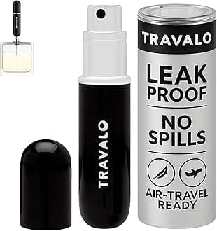 Travalo Classic HD Perfume Atomizer | Genie-S TSA Approved Travel Perfume Bottle Refillable | Reusable Airtight Easy-Fill Mini Pump Sprayer | Lightweight Elegant Design w/Volume Window | Black 0.17oz