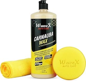 Wavex Carnauba Wax Car Polish (1 L) Combo | Includes Microfiber and applicator Pad | Car Wax that Provides Deep Wet Shine | Car Wax Polish for Car Paint, Headlights & Chrome Components