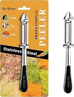 Go Store Stainless Steel Peeler for Vegetables and Fruits, 3 in 1 Multifunctional Julienne Peeler for Kitchen, Versatile Vegetable Peelers for Salad Preparation, Durable Vegetable Peeler