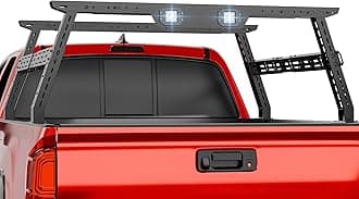 Adjustable 16-24.8" High Truck Bed Racks with 2 Led Lights Cargo Carrier Compatible with Ford F-Series/Ram/Silverado/Sierra/Tacoma/Tundra/Gladiator JT/Canyon/Titan/Frontier Ladder Rack