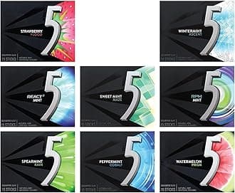 - 5 Gum Chewing Gum 5 Calories – Sugar-Free Assorted Flavor (6 Pack) – 15 Sticks Per Pack – Get 6 Out of 8 Flavors