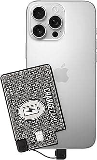 ChargeCard – Ultra Slim Emergency Power Bank (2300mAh) – Fits in Wallet – USB-C & Micro-USB – Durable Steel Body – Flight-Safe for iPhone 6-17 & Android - Black (Refurbished)