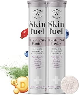 Skin Fuel | Collagen Builder, L-Glutathione, Hyaluronic Acid, Matcha Green Tea, Aloe Vera, Grape Seed, Vit E | Skin Radiance, Elasticity, Glow for Men & Women -30 Effervescent Tabs