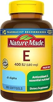 Vitamin E 180 mg (400 IU) dl-Alpha, Dietary Supplement for Antioxidant Support, 300 Softgels, 300 Day Supply