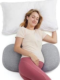 Portable Pregnancy Pillow – W Shaped Maternity Support for Side Sleepers, Adjustable Travel Wedge Pillow for Back, Belly, and Hip Relief, Ideal for Pregnant Women, Deep Grey