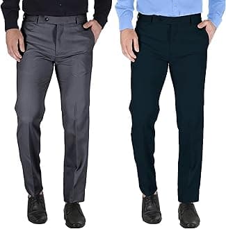 MARK LEWIS Men's Polycotton Formal Trouser - Comfortable, Stylish Office wear, combatable Pants for Daily Purpose, Ideal for Business & Casual Occasions - Pack of 2