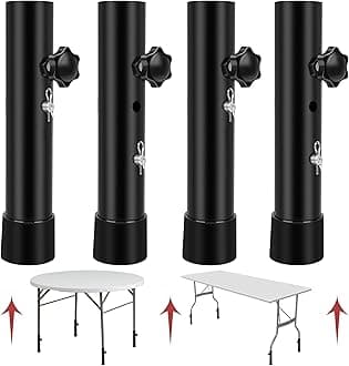 8 PCS Folding Table Leg Extenders, 2 Levels Adjustable Height Folding Table Leg Risers, Heavy Duty Metal Desk Leg Extensions, Rise Table Height 3.6in | 5.2in