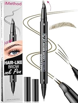 - Curved Eyebrow Pen - Eyebrow Pencil, Brow Pencil 2-in-1 Dual-Ended Microblading Eyebrow Pen with Micro-Fork-Tip and Precise Brush-Tip Create Natural Hair-Like Brows, Last All-Day, Light Brown