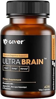 Nutrition Ultra Brain Nootropic Brain Supplement - Alpha GPC, Bacopa Monnieri, L-Theanine, Phosphatidylserine - Pack of 42 Veg Capsules, 60 grams