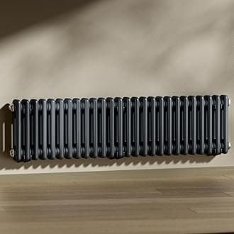 HeilmetzAnthracite Radiators Horizontal Double, 300x1190mm Column Radiator Traditional Cast Iron Style 2 Column Radiators Central Heating Radiator