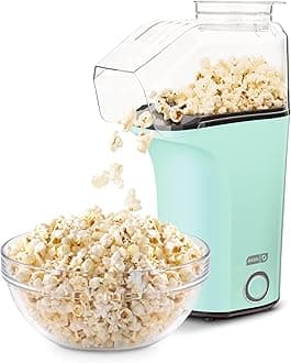 DASH Fresh Pop Popcorn Maker - Oil-Free, Air Popcorn Popper - With Measuring Cup & Recipe Guide - Perfect for Movie Nights - 16 Cups, Aqua