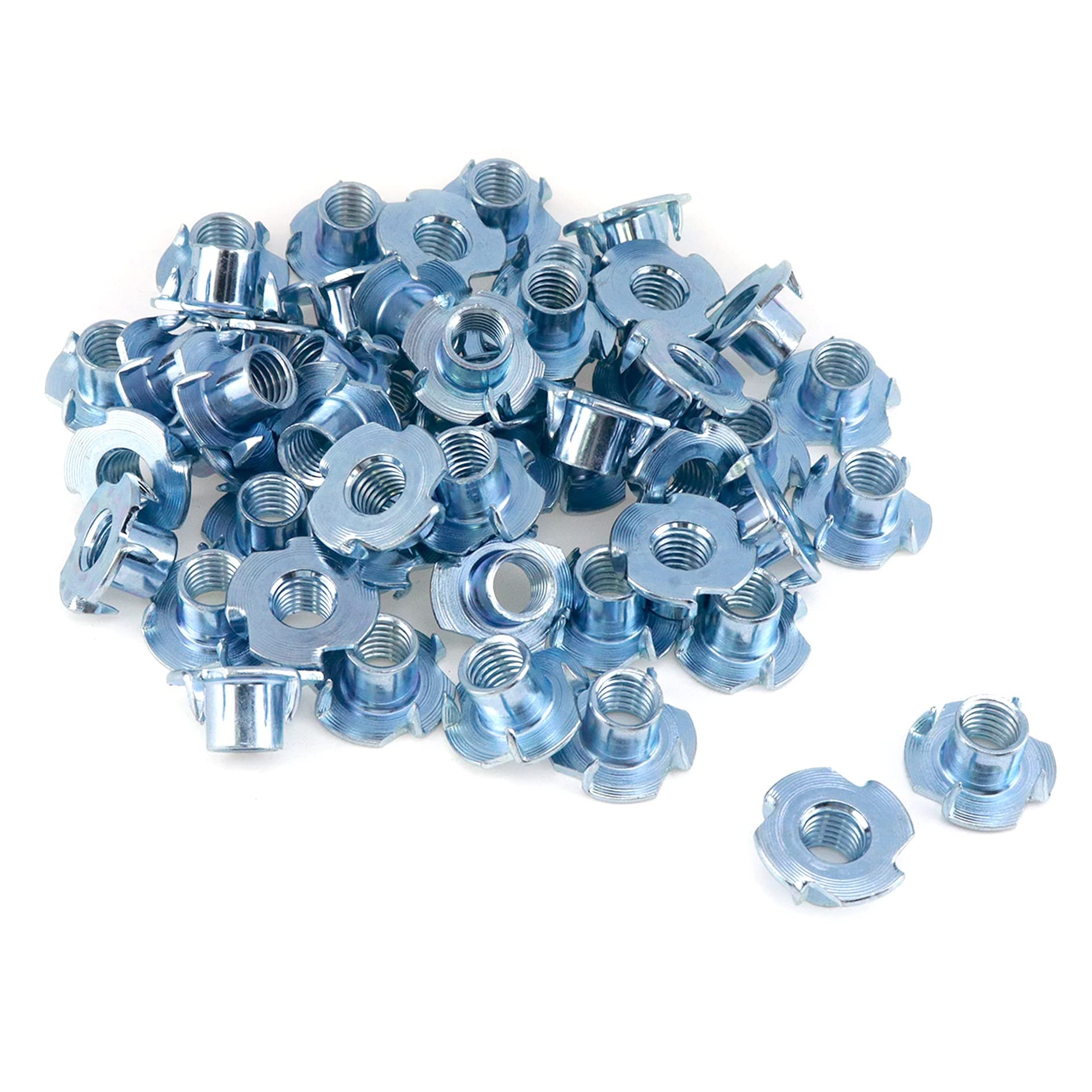 S SYDIEN T Nuts M10 50Pcs Threaded Inserts T-Nuts, Zinc-Plated Steel 4 Pronged Tee Nut for Wood, Rock Climbing Holds Cabinetry