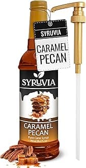 Syruvia Coffee Syrup, Caramel Pecan Flavored Syrup for Drinks, Lattes, and Desserts – 25.4 fl oz, With Pump