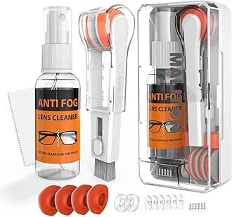 Maliton Glasses Cleaner, 8 in 1 Glasses Cleaning Kit with Brush & Cleaning Cloth, Portable Eyeglass Repair Kit with Screws & Glasses Nose Pads, Removes Dust Grease and Stains for All Lens, White