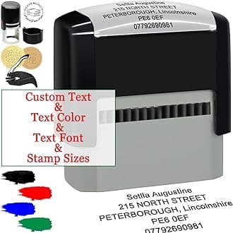 Custom Stamp Personalized Self Inking Stamps Customized Name Signature Ink Stamp for Business Office Date Return Address Label Rubber Stamper Personal