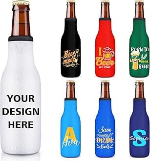 Custom Beer Bottle Sleeve Insulators 12oz Standard Zip-up Bottle Jacket Non-slip Thick Neoprene Drink Holder with Personalized Logo Text Bulk 300PC Pack