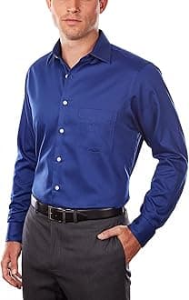 Van Heusen Men's Dress Shirts Regular Fit Lux Sateen Stretch Solid