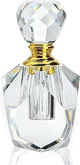H&D HYALINE & DORA Clear Crystal Cut Perfume Bottle with Stopper Empty Refillable Glass Bottle,Gift Boxed