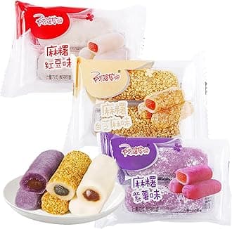 KWOLYKIM Mochi Rice Cake, 3 Flavor Rice Cake (Pack of 3) Traditional Asian Pastry Snack and Dessert Soft and Sweet Mochi Individually Wrapped Snacks for Office and Leisure Time