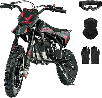 FRP OGM40 Kids Dirt Bike,40CC 4-Stroke Dirt Bike for Kids,Gas Powered Off-Road Mini Bike with Goggles/Neck Gaiter/Gloves, Up to 20 Mph,Weight Support Up to 132 LBS（Black）
