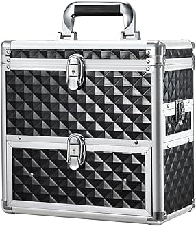 Frenessa Nail Polish Makeup Train Case with Drawer and Dividers Manicure Organizer Accessory Storage Makeup Box With Mirror Lockable Keys Nail Kit Organizer Cosmetic Case Jewelry Box - Black