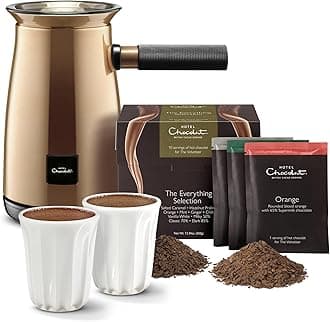 Hotel Chocolat Velvetiser - In-Home Hot Chocolate Machine - Barista-Grade Hot Chocolate Maker - Copper Edition - 2 Ceramic Podcups & 10 Single-Serve Sachets