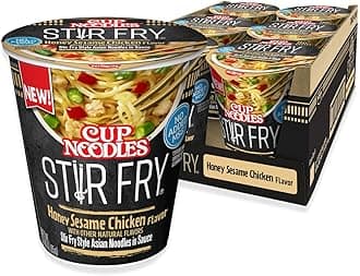 Nissin Cup Noodles Stir Fry Noodles in Sauce, Honey Sesame Chicken, 3.00 Ounce (Pack of 6)