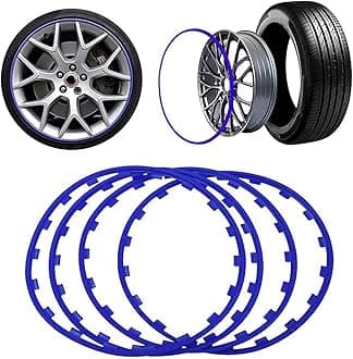 LenTLy 16-20" Car Rims Edge Trim Protector Wheel Protection Ring, Alloy Wheel Edge Ring Rim Protectors Tyres Tire Guard Set of 4, Anti-Scratch Car Refit Trims Kit(Size:19 inch,Color:Blue)