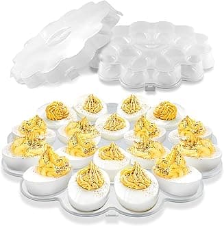 Shop Square Deviled Eggs Carrier with Lid - 18 Slot Deviled Egg Tray with Lid for Party, Easter, Thanksgiving - Reusable Platter