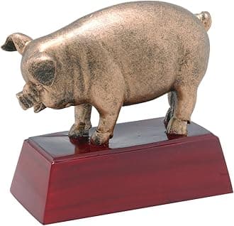 Decade AwardsSculpted Gold Pig Trophy - BBQ Smoke Off Competition Award - Engraved Plate on Request
