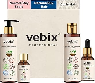 Ayurvedic 4-in-1 Hair & Skin Care Kit | Anti-Hairfall Neem & Lotus Shampoo, Root Stimulating Hair Oil, Hair Glow Serum & Luxury Face Oil | For All Hair Types | 8.79 Fl Oz
