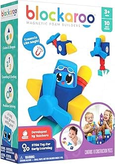 Blockaroo Magnetische Bouwstenen Educatief Spel voor Kinderen Educatief Water Speelgoed Set voor Creatieve Bouw Vliegtuig Doos met 10 Bouwstenenen...