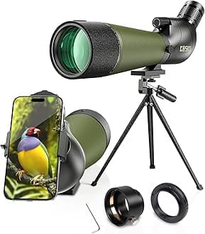 GOSKY 20-60x80 HD Spotting Scope with Tripod, Carrying Bag - BAK4 Angled Scope for Target Shooting Hunting Bird Watching Wildlife Scenery (with Smartphone Adapter+SLR Mount Compatible with Nikon)