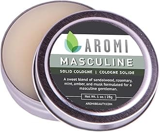 Aromi Masculine Solid Cologne | Sweet, Musky Fragrance for Men, Sandalwood Musk Scent, Father's Day Gift, Travel, Concentrated, Portable (Masculine)