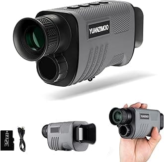 Night Vision Monocular Digital Infrared Monocular Telescope for 100% Darkness with 8X Zoom 2000mAh Rechargeable Battery Upgrade Tripod 32 GB SD Card & Card Reader, for Adult Hunting Camping Grey