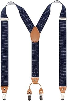 Timiot Men’s Y-Back 4 Metal Clip Elastic Wide Suspenders Perfect For Both Casual&Formal